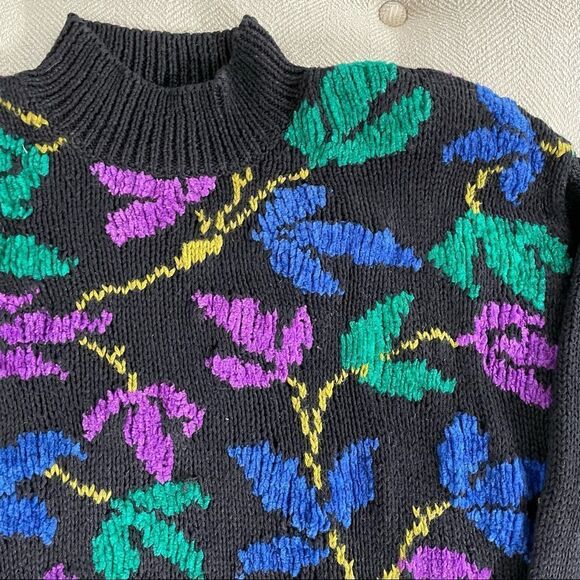Vintage Chaus Petite Mock Neck Bold Knit Sweater M - Picture 4 of 7